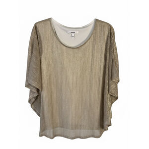 TanJay Shimmering Gold Metallic Blouse Size S Holiday Party Shimmer Evening